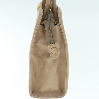 Balenciaga Hand Bag Leather Beige Auth bs11037
