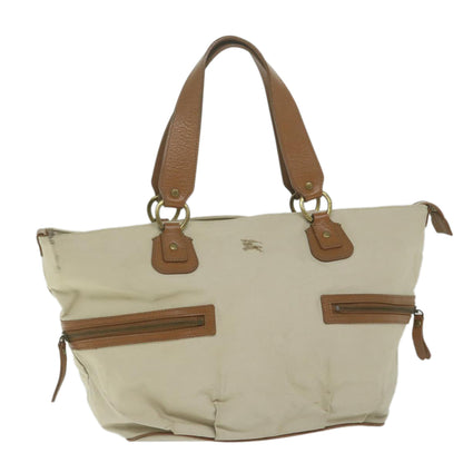 Burberry Blue Label Tote Bag Canvas Beige Auth bs11106