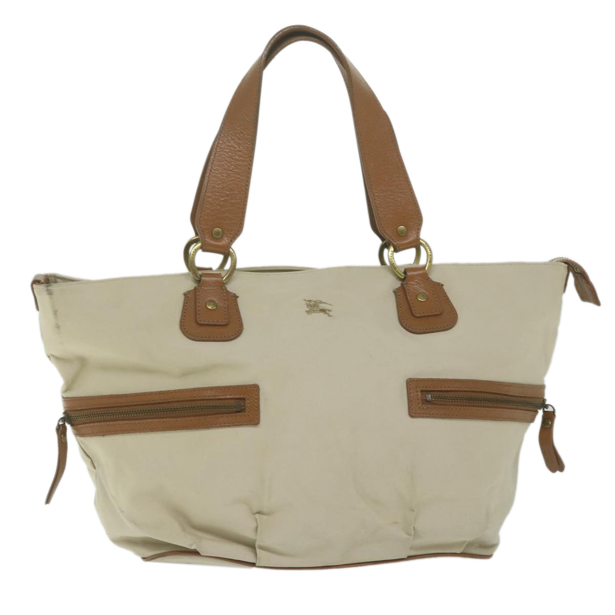 Burberry Blue Label Tote Bag Canvas Beige Auth bs11106