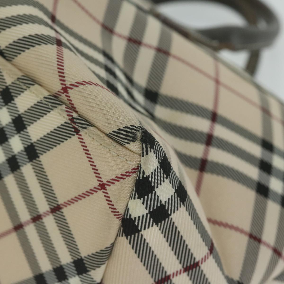 Burberry Nova Check Blue Label Hand Bag Nylon Beige Auth bs11218