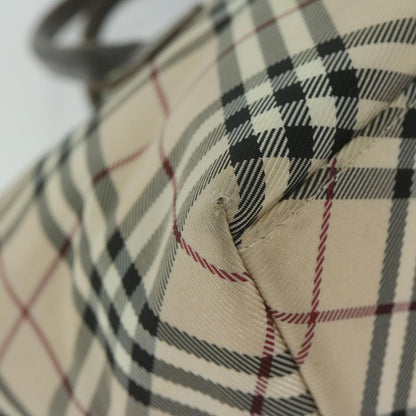 Burberry Nova Check Blue Label Hand Bag Nylon Beige Auth bs11218