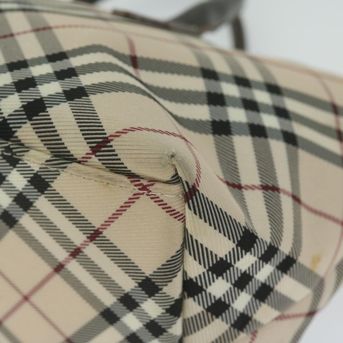 Burberry Nova Check Blue Label Hand Bag Nylon Beige Auth bs11218