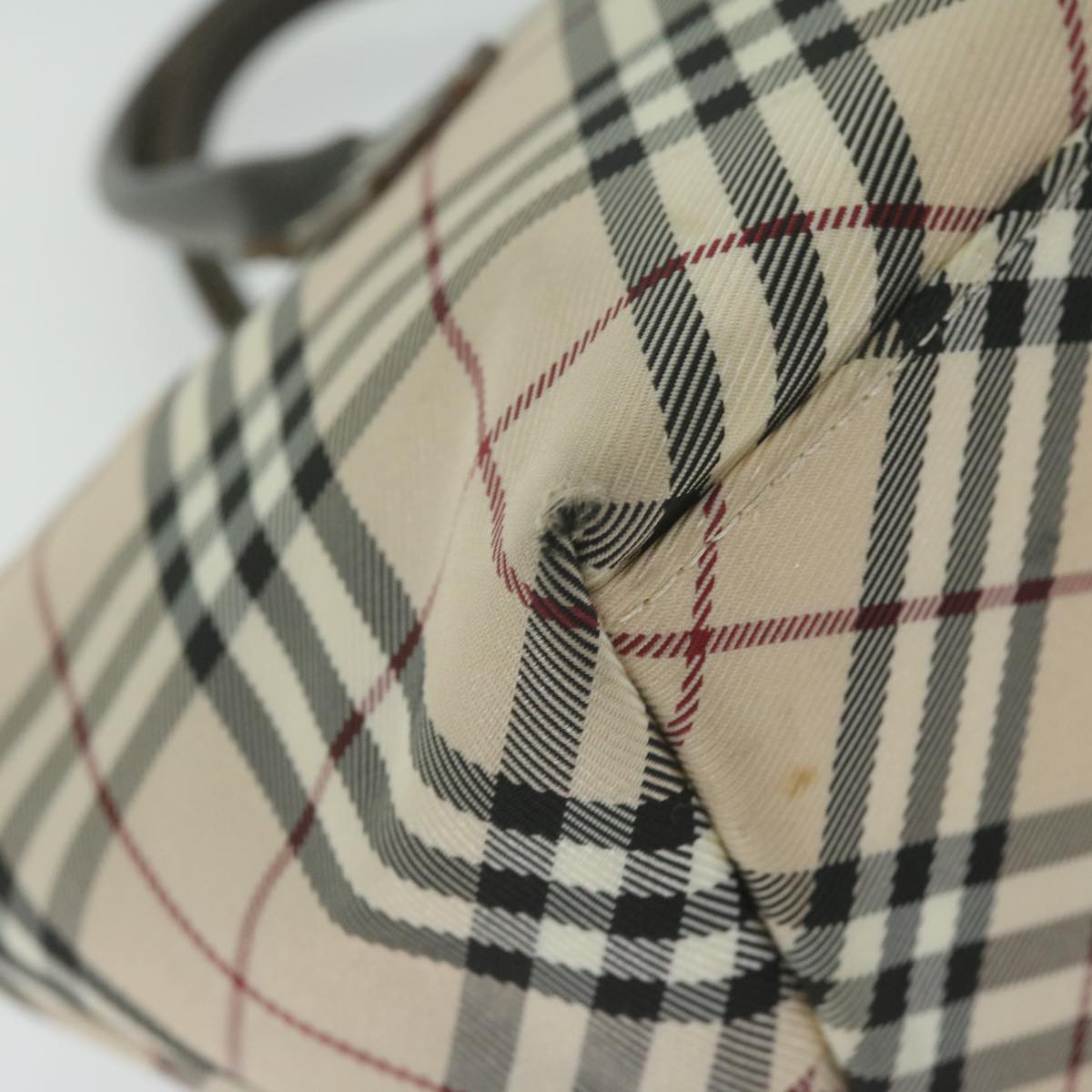 Burberry Nova Check Blue Label Hand Bag Nylon Beige Auth bs11218