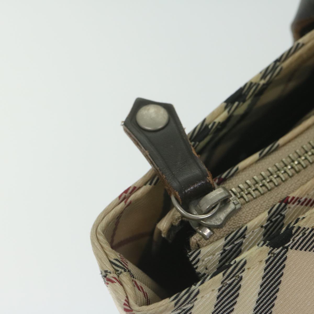 Burberry Nova Check Blue Label Hand Bag Nylon Beige Auth bs11218