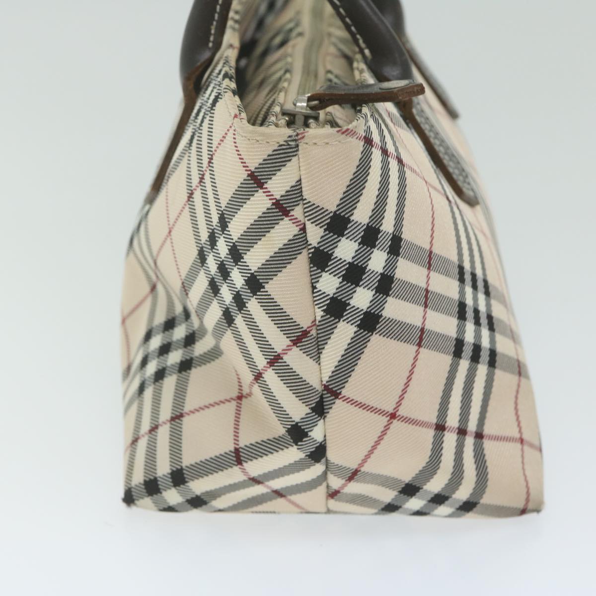 Burberry Nova Check Blue Label Hand Bag Nylon Beige Auth bs11218