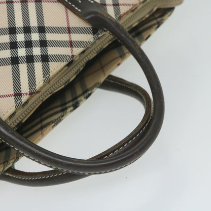 Burberry Nova Check Blue Label Hand Bag Nylon Beige Auth bs11218