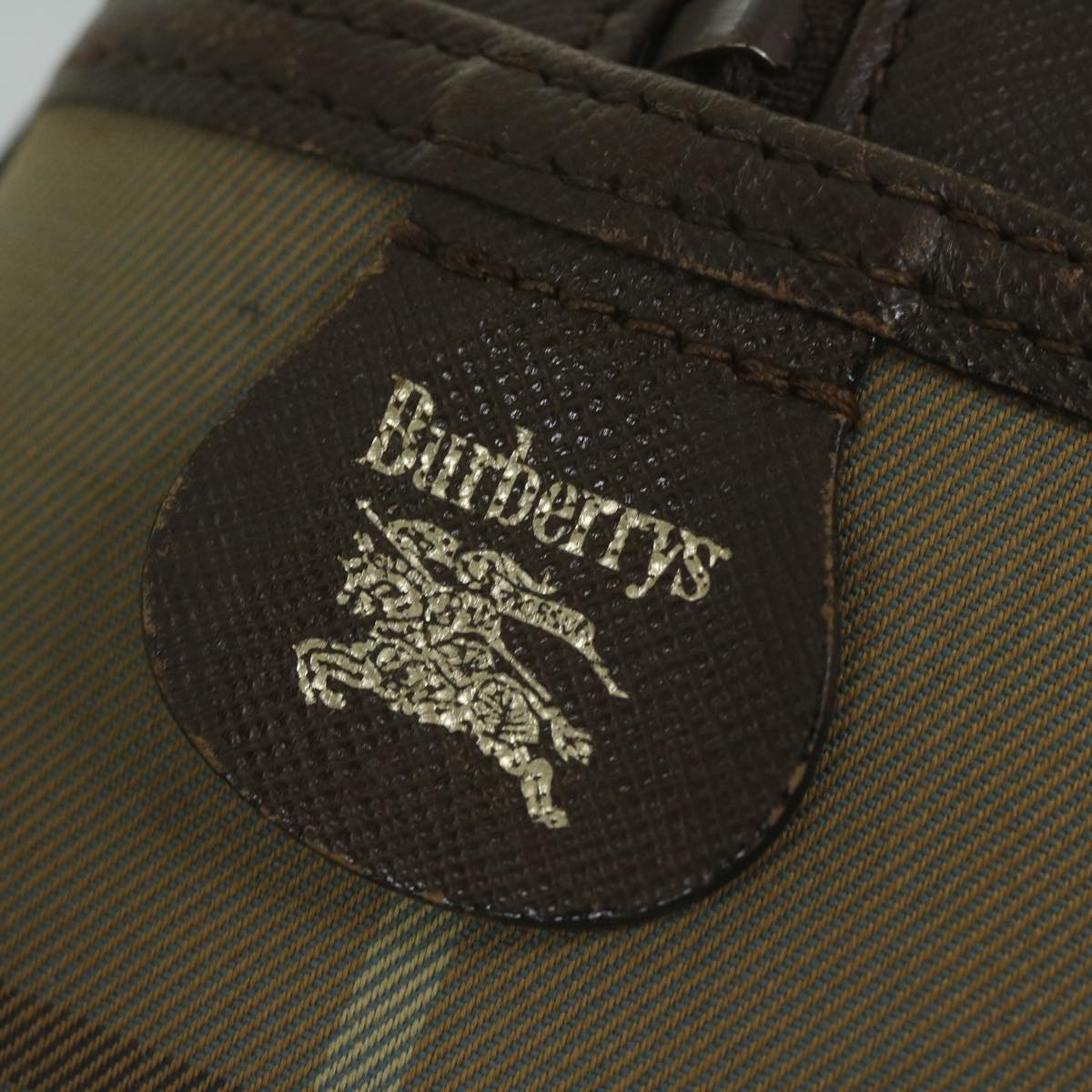 BurberrySs Nova Check Hand Bag Nylon Canvas Brown Auth bs11220