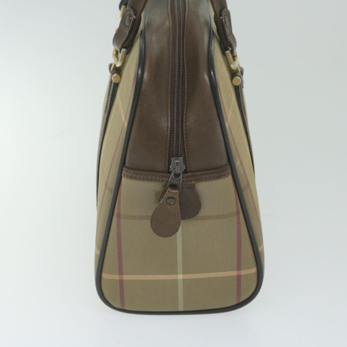 BurberrySs Nova Check Hand Bag Nylon Canvas Brown Auth bs11220
