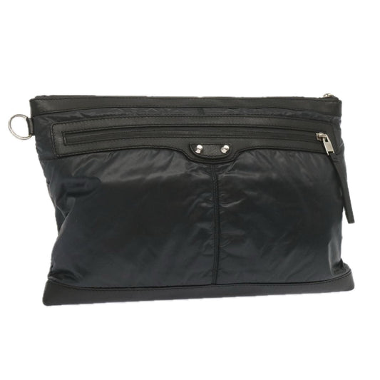 Balenciaga Clutch Bag Leather Nylon Black 273023 Auth bs11228
