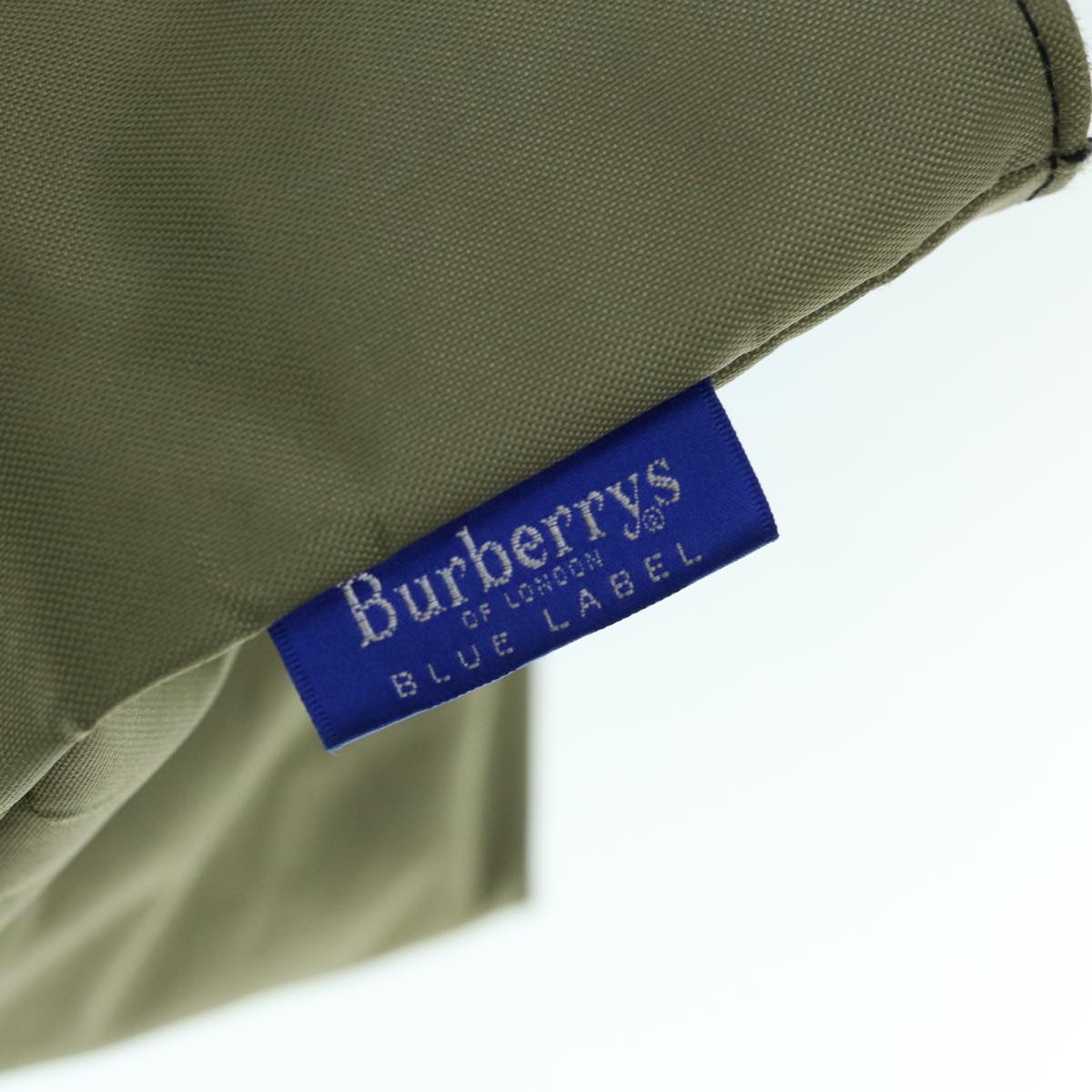 BurberrySs Blue Label Tote Bag Nylon Khaki Auth bs11303