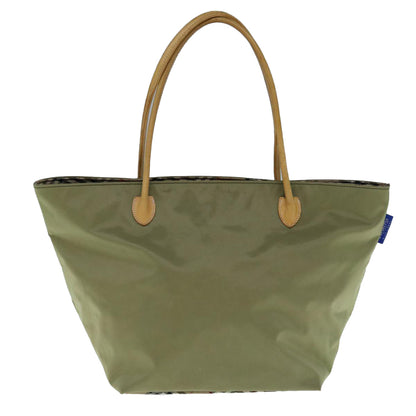 BurberrySs Blue Label Tote Bag Nylon Khaki Auth bs11303
