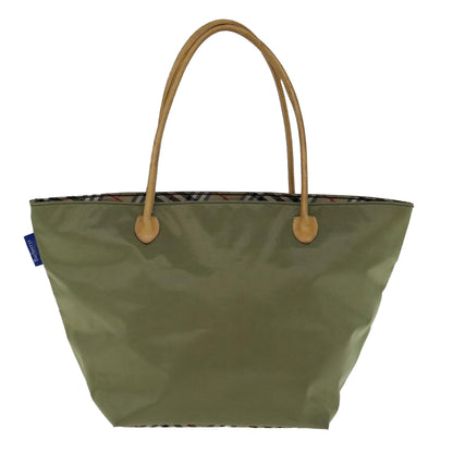 BurberrySs Blue Label Tote Bag Nylon Khaki Auth bs11303