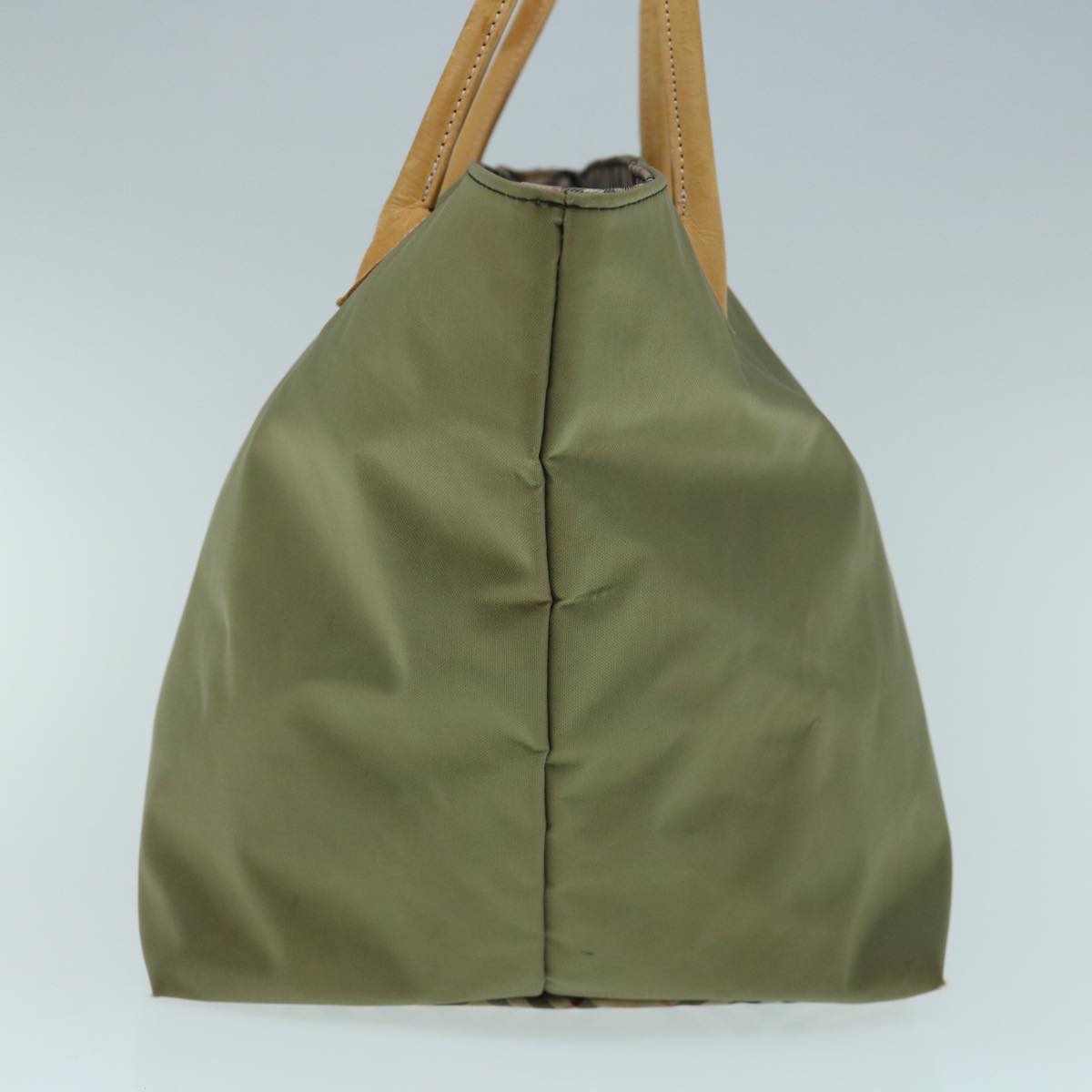 BurberrySs Blue Label Tote Bag Nylon Khaki Auth bs11303