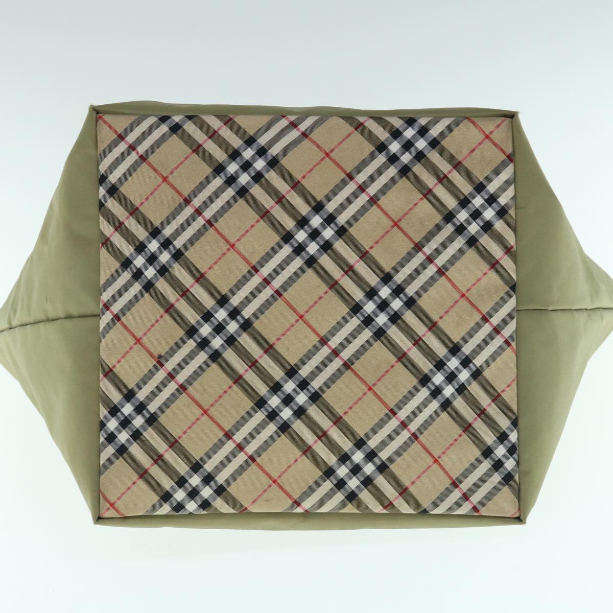 BurberrySs Blue Label Tote Bag Nylon Khaki Auth bs11303