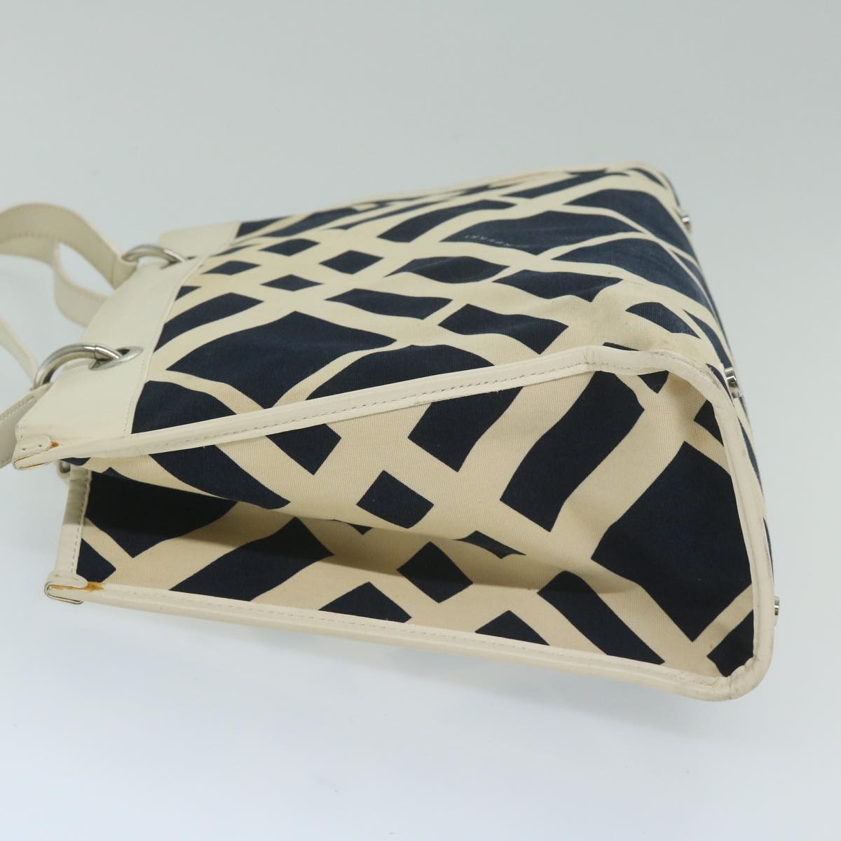 Burberry Tote Bag Canvas Navy White Auth bs11353