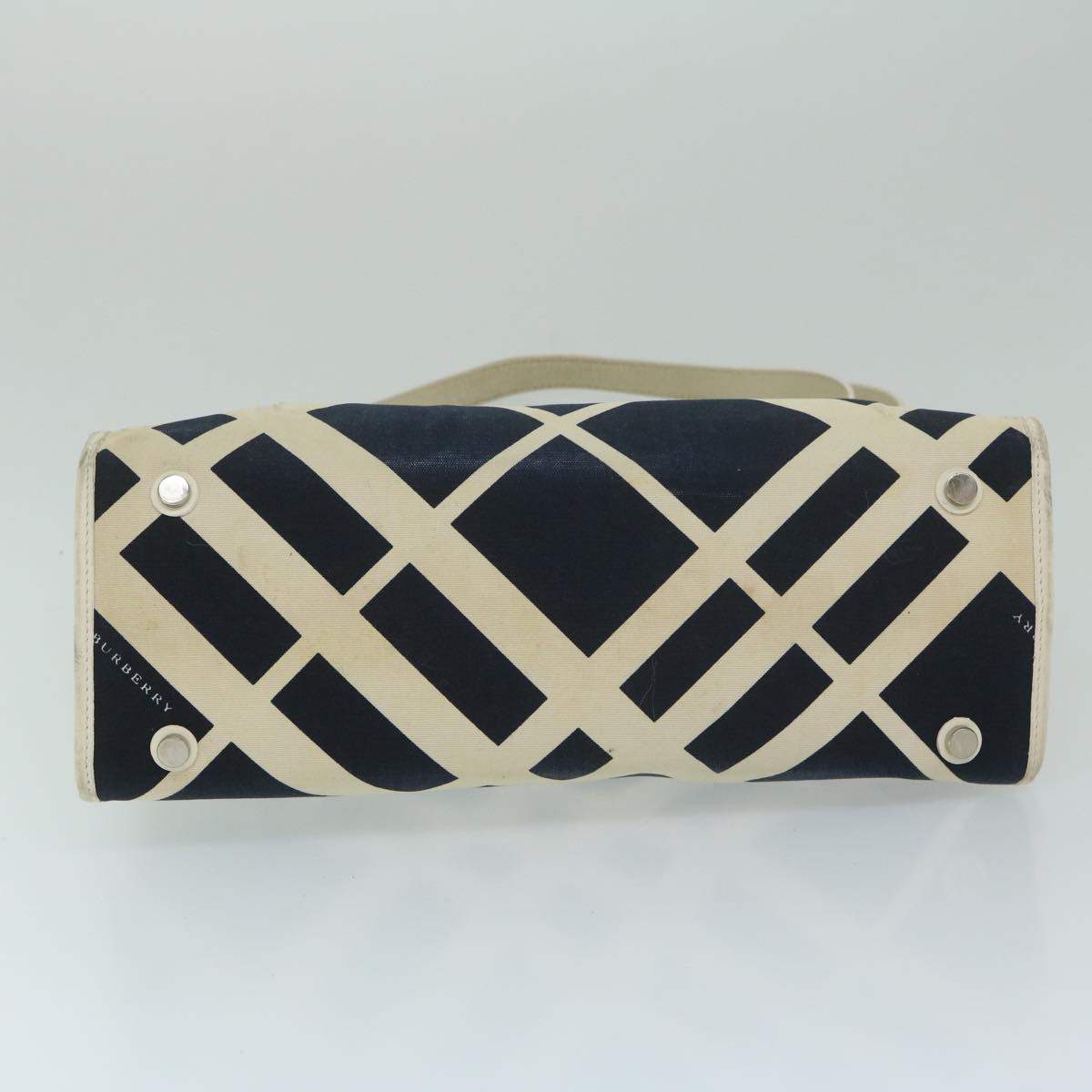 Burberry Tote Bag Canvas Navy White Auth bs11353