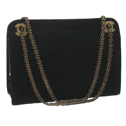 Chanel Chain Shoulder Bag Cotton Black CC Auth bs