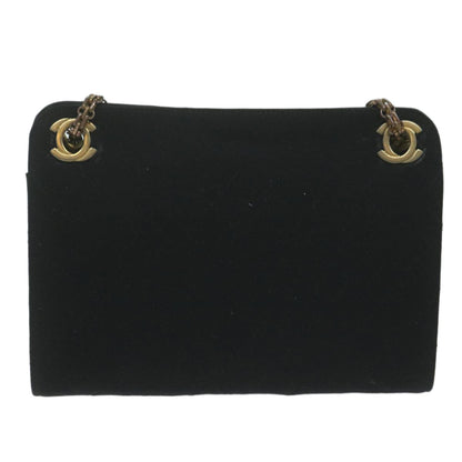 Chanel Chain Shoulder Bag Cotton Black CC Auth bs