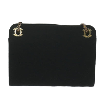 Chanel Chain Shoulder Bag Cotton Black CC Auth bs