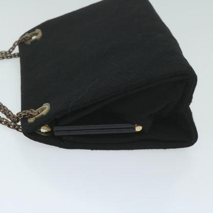 Chanel Chain Shoulder Bag Cotton Black CC Auth bs