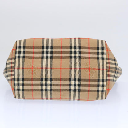 BurberrySs Nova Check Hand Bag Canvas Beige Black Auth bs11498