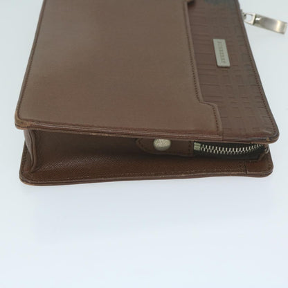 Burberry Clutch Bag Leather Brown Auth bs11520