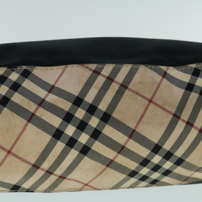 Burberry Nova Check Blue Label Shoulder Bag Nylon Black Beige Auth bs11547
