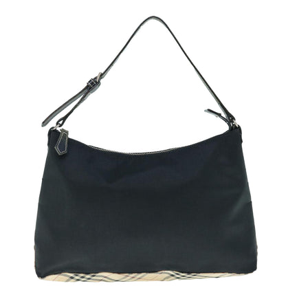 Burberry Nova Check Blue Label Shoulder Bag Nylon Black Beige Auth bs11547