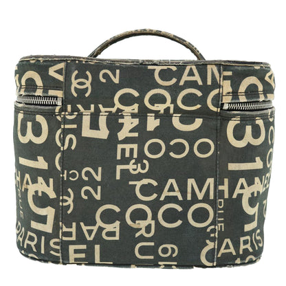 Chanel Bycy Vanity Cosmetic Pouch Canvas Black CC Auth bs