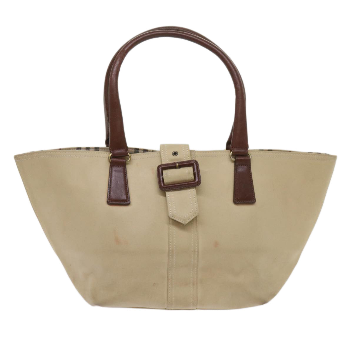Burberry Tote Bag Canvas Beige Auth bs11831