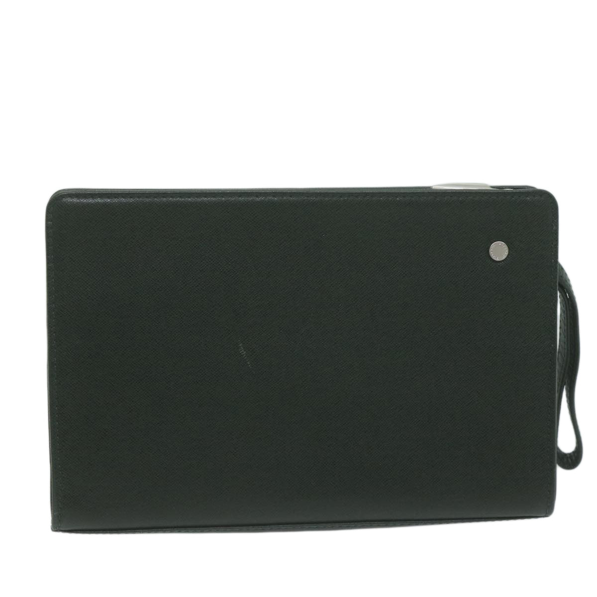 Burberry Clutch Bag Leather Green Auth bs11873