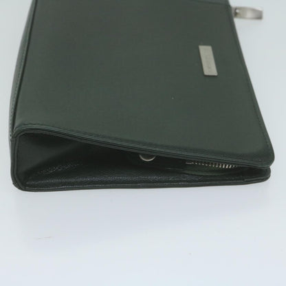 Burberry Clutch Bag Leather Green Auth bs11873