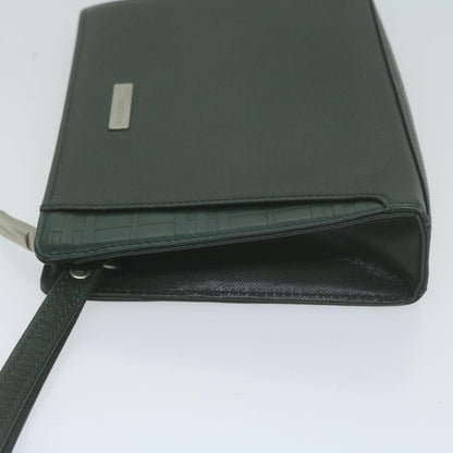 Burberry Clutch Bag Leather Green Auth bs11873