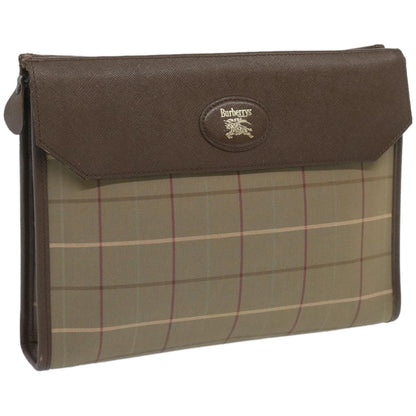 BurberrySs Nova Check Clutch Bag Canvas Beige Brown Auth bs12002