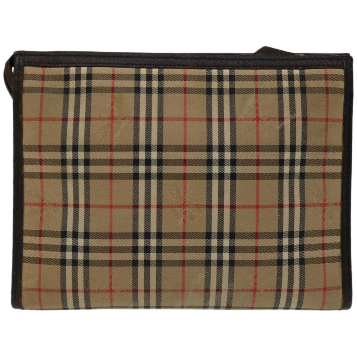 BURBERRYSs Nova Check Clutch Bag Canvas Beige Auth bs12051