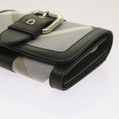 Burberry Nova Check Wallet Nylon Gray Black Auth bs12103