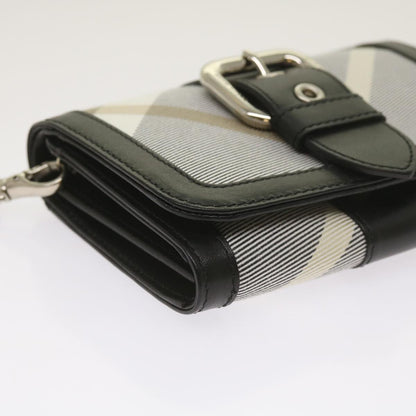 Burberry Nova Check Wallet Nylon Gray Black Auth bs12103