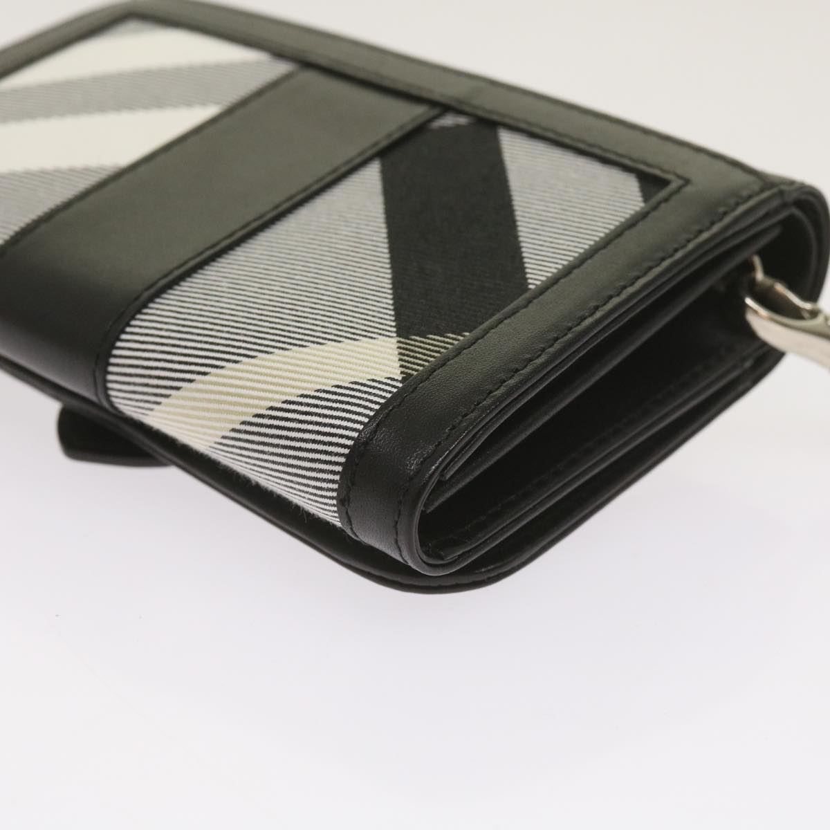 Burberry Nova Check Wallet Nylon Gray Black Auth bs12103