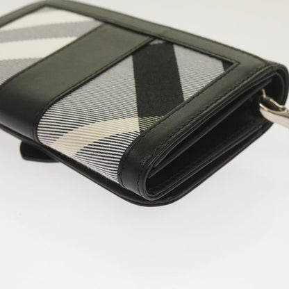 Burberry Nova Check Wallet Nylon Gray Black Auth bs12103