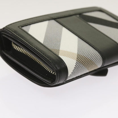 Burberry Nova Check Wallet Nylon Gray Black Auth bs12103