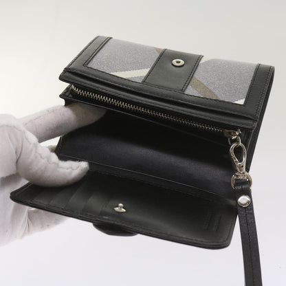 Burberry Nova Check Wallet Nylon Gray Black Auth bs12103