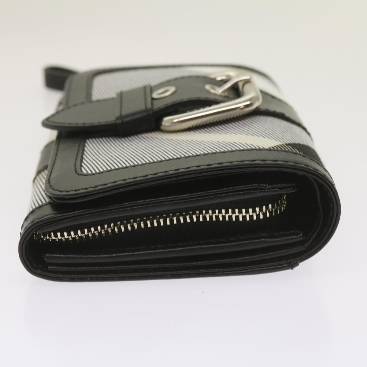Burberry Nova Check Wallet Nylon Gray Black Auth bs12103