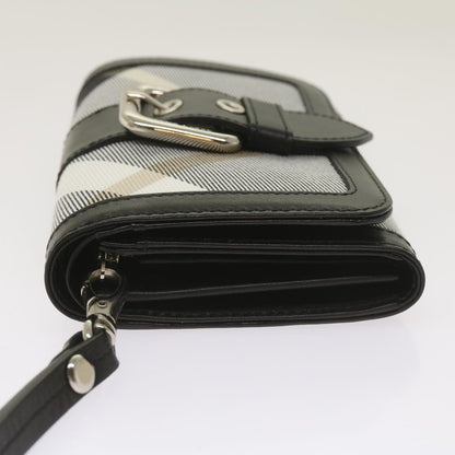 Burberry Nova Check Wallet Nylon Gray Black Auth bs12103