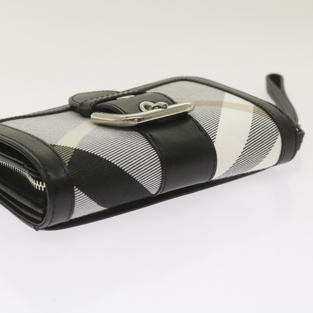 Burberry Nova Check Wallet Nylon Gray Black Auth bs12103