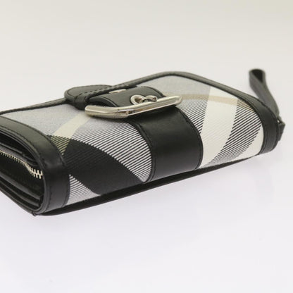 Burberry Nova Check Wallet Nylon Gray Black Auth bs12103