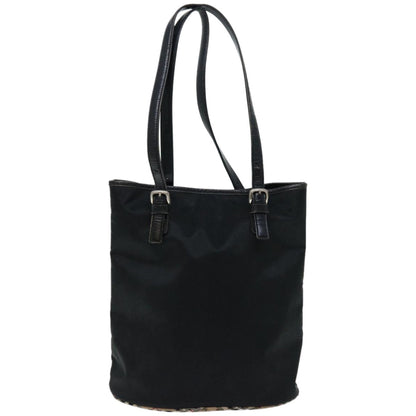 BurberrySs Nova Check Blue Label Shoulder Bag Nylon Beige Black Auth bs12222