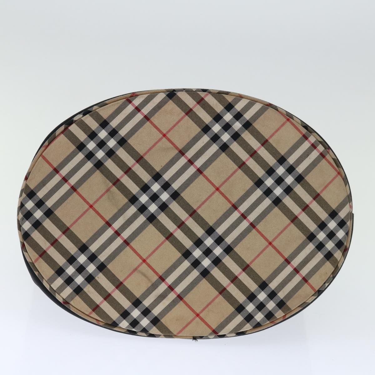 BurberrySs Nova Check Blue Label Shoulder Bag Nylon Beige Black Auth bs12222