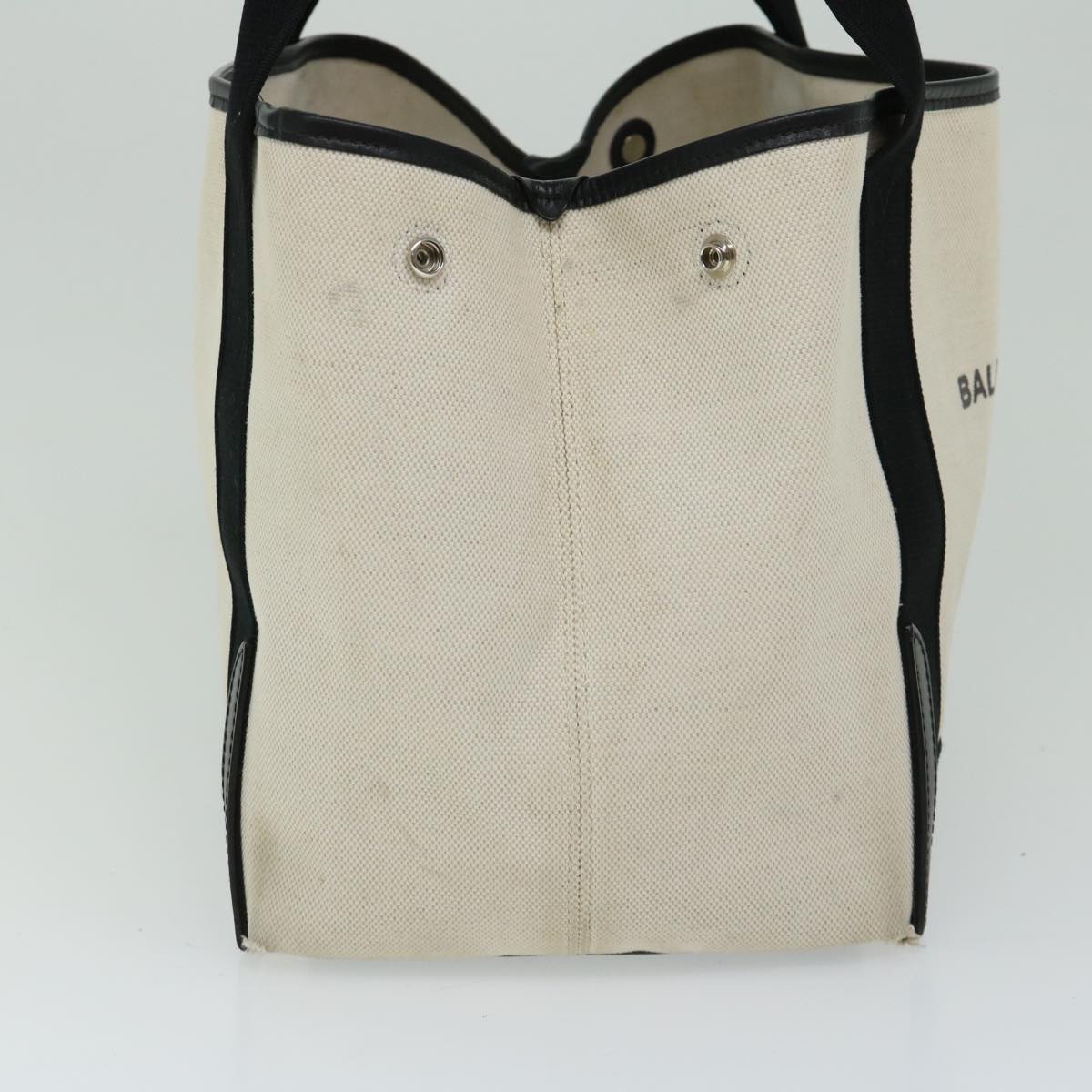 Balenciaga Hand Bag Canvas White Black Auth bs12378