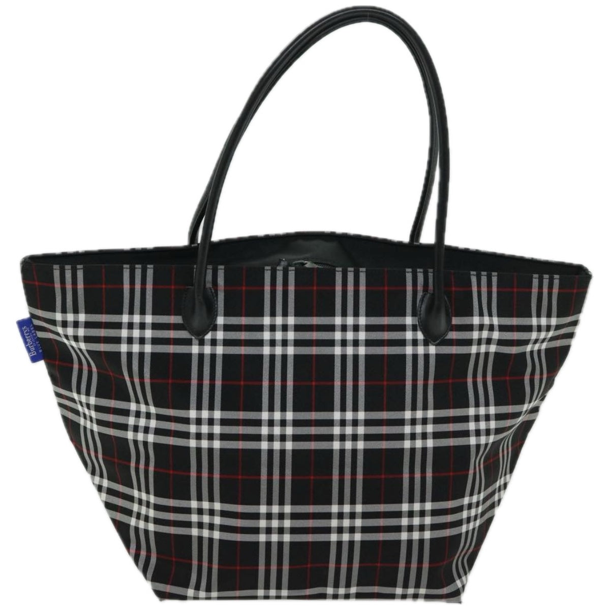 BurberrySs Nova Check Blue Label Tote Bag Nylon Black Auth bs12380