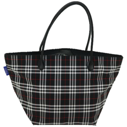 BurberrySs Nova Check Blue Label Tote Bag Nylon Black Auth bs12380